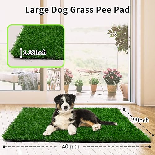 Miniatura 2 de Almohadilla de césped para perros de 28 x 40 pulgadas, de fuerte absorción, césped artificial suave para mascotas para entrenamiento de orinales,