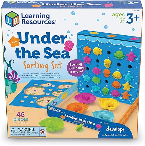 Miniatura 6 de Learning Resources Under the Sea Sorting Set - 44 piezas, actividades para niños de 3 años en adelante, juego de juguetes educativos, juguetes de