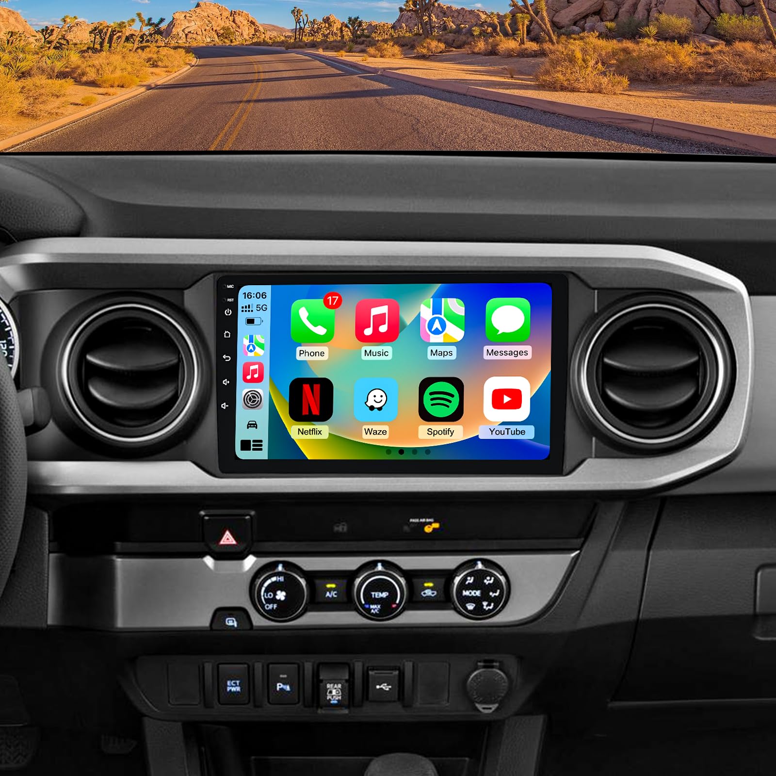 Android 13 Car Radio Stereo for Toyota Tacoma 2016-2021,10" Touch Screen Head Unit with CarPlay/Android Auto/GPS Navigation/Bluetooth/FM/DSP Radio/AHD Backup Camera
