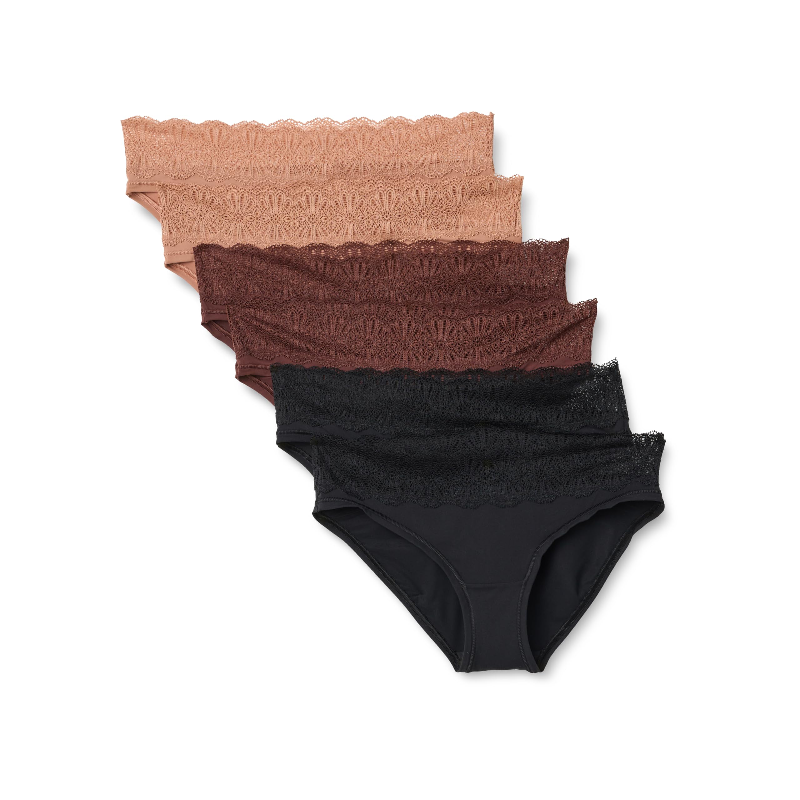 Amazon Essentials Womens Peached Microfiber Bikini Panty with Lace Trim