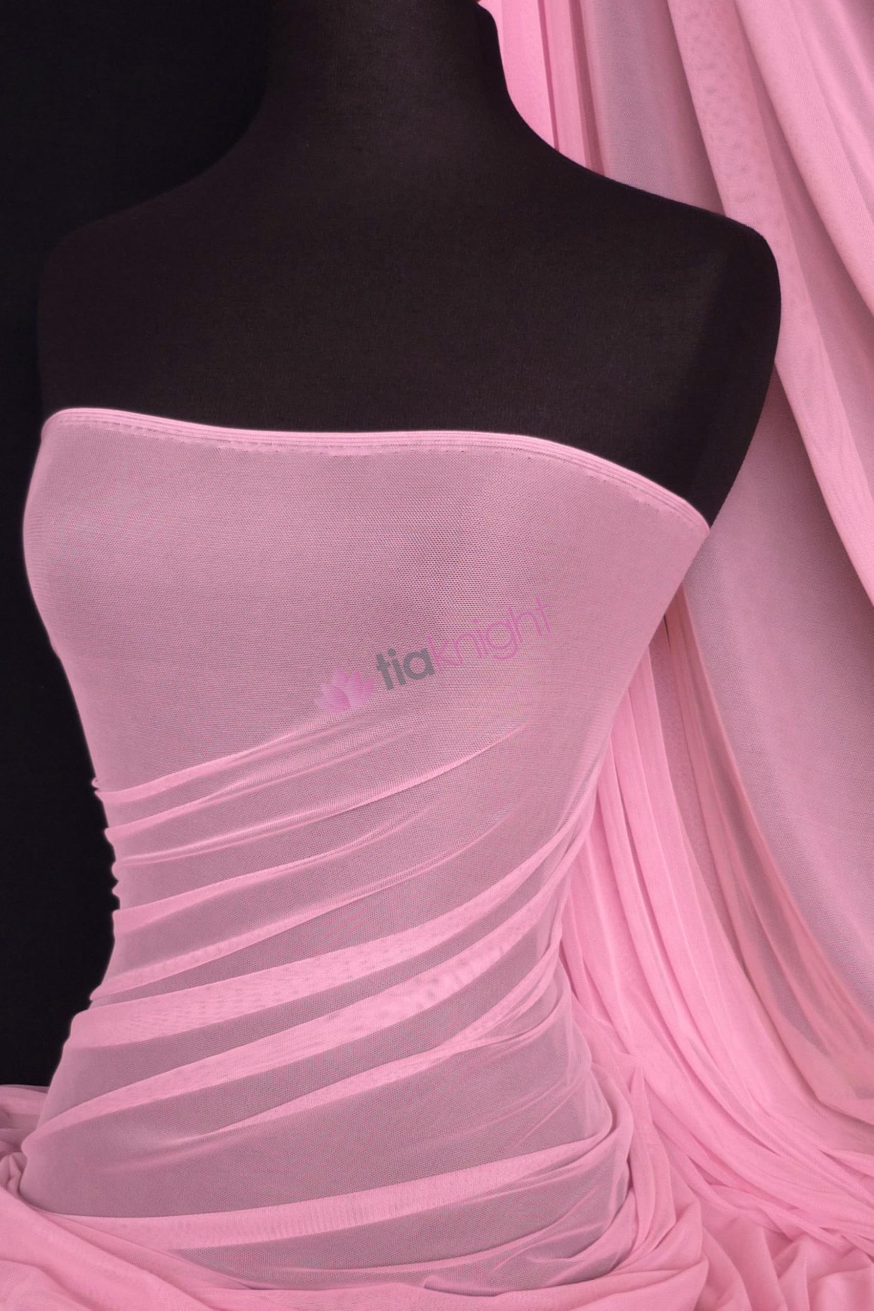 Premium Quality Power Mesh Fabric | 4 Way Stretch Sheer Dance Dress Lining Material | Matching Shades in Lycra | Multiple Colours in Stock | Sold by The Metre | by Tia Knight (Candy Pink)