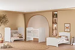 Berço Multifuncional 3 Em 1 Em MDF Vira Cama E Mini Sofá Suporte Para Mosquiteiro