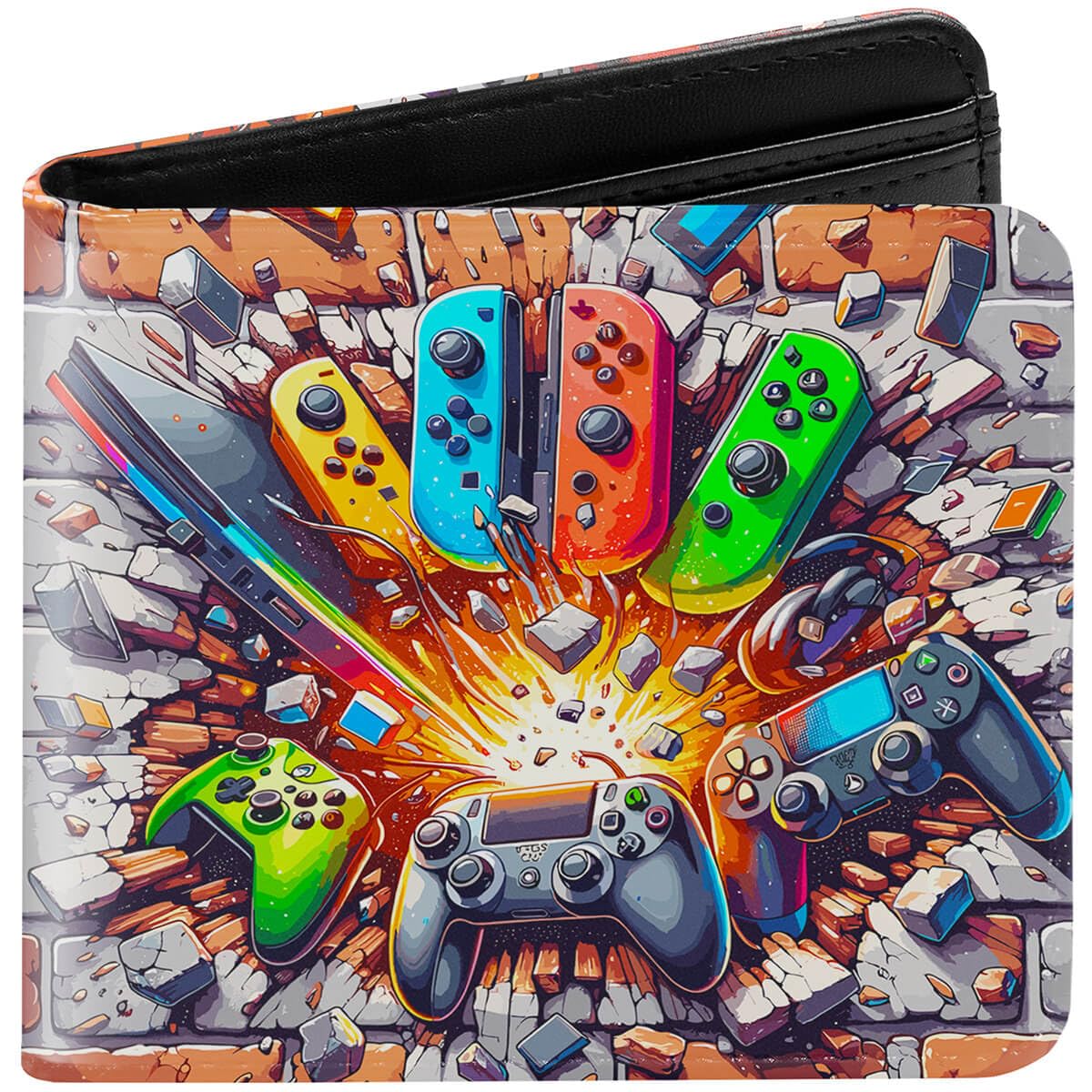 Kids Wallet for Boys, Boys Wallet for Kids Ages 4-5-6-7-8-9-10-11-12-13-14-15-16, Leather Wallet for Teen Boy, Christmas Birthday Gift Stocking Stuffer for Video Game Gaming Gamer Teenage Teenager