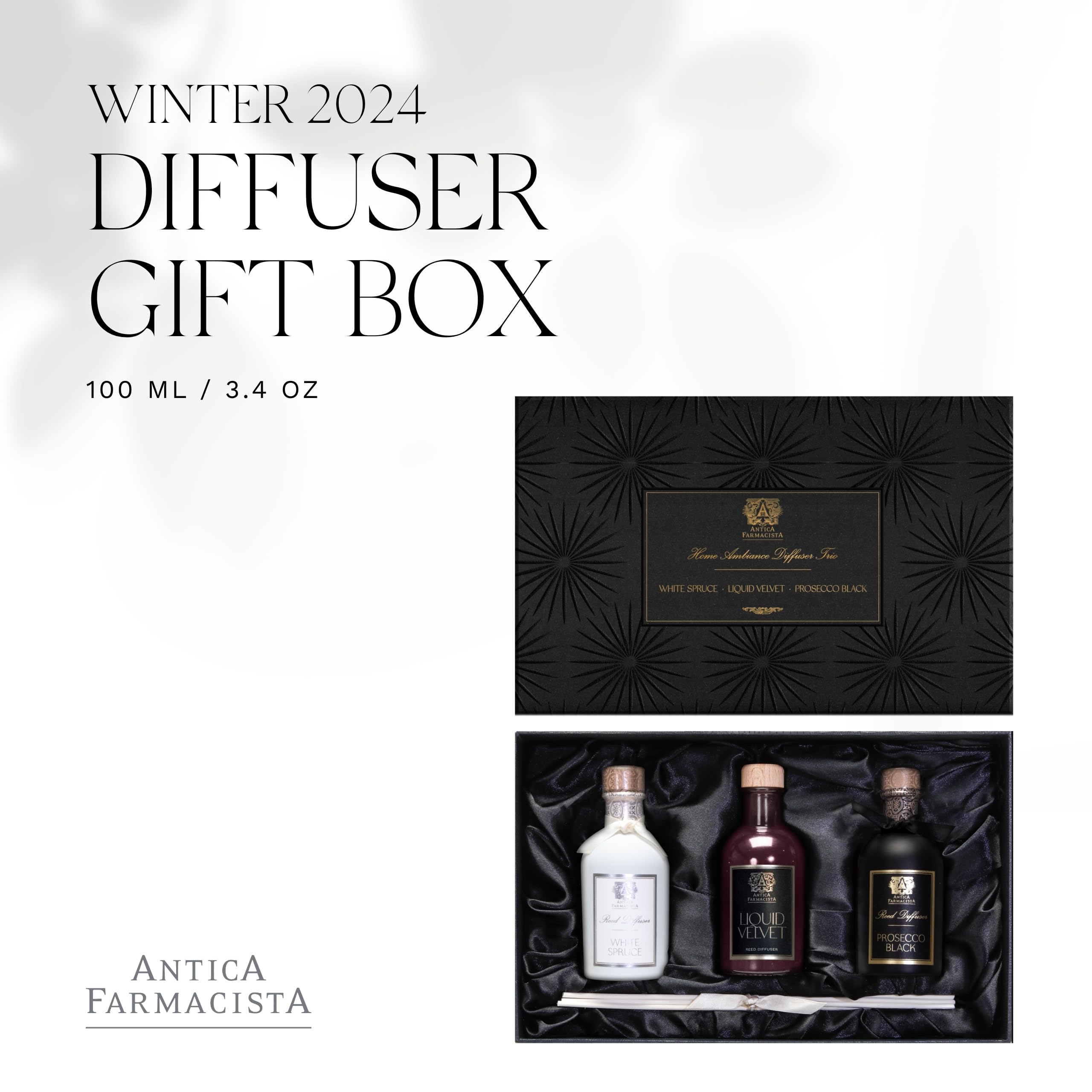 Antica Farmacista Signature Diffuser Trio - Luxury Gift Set for Women & Men - Three 100 mL Reed Diffuser Bottles with Reeds - Fragrance Diffuser Home Fragrance Gift Set - with Gift Box