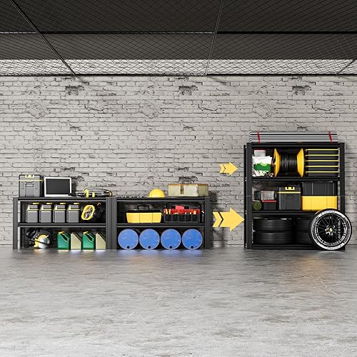 Miniatura 2 de Estante de garaje de 4 niveles de 40 pulgadas de ancho x 19.7 pulgadas de profundidad x 60 pulgadas de alto, estantería de metal resistente, con