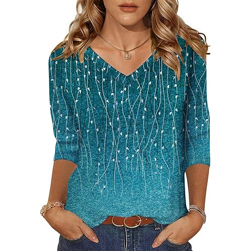 Zeagoo Womens 3/4 Length Sleeve Tunic Tops Casual V Neck Shirts Basic Tees Business Work Blouses Summer Fall 2025 Clothes