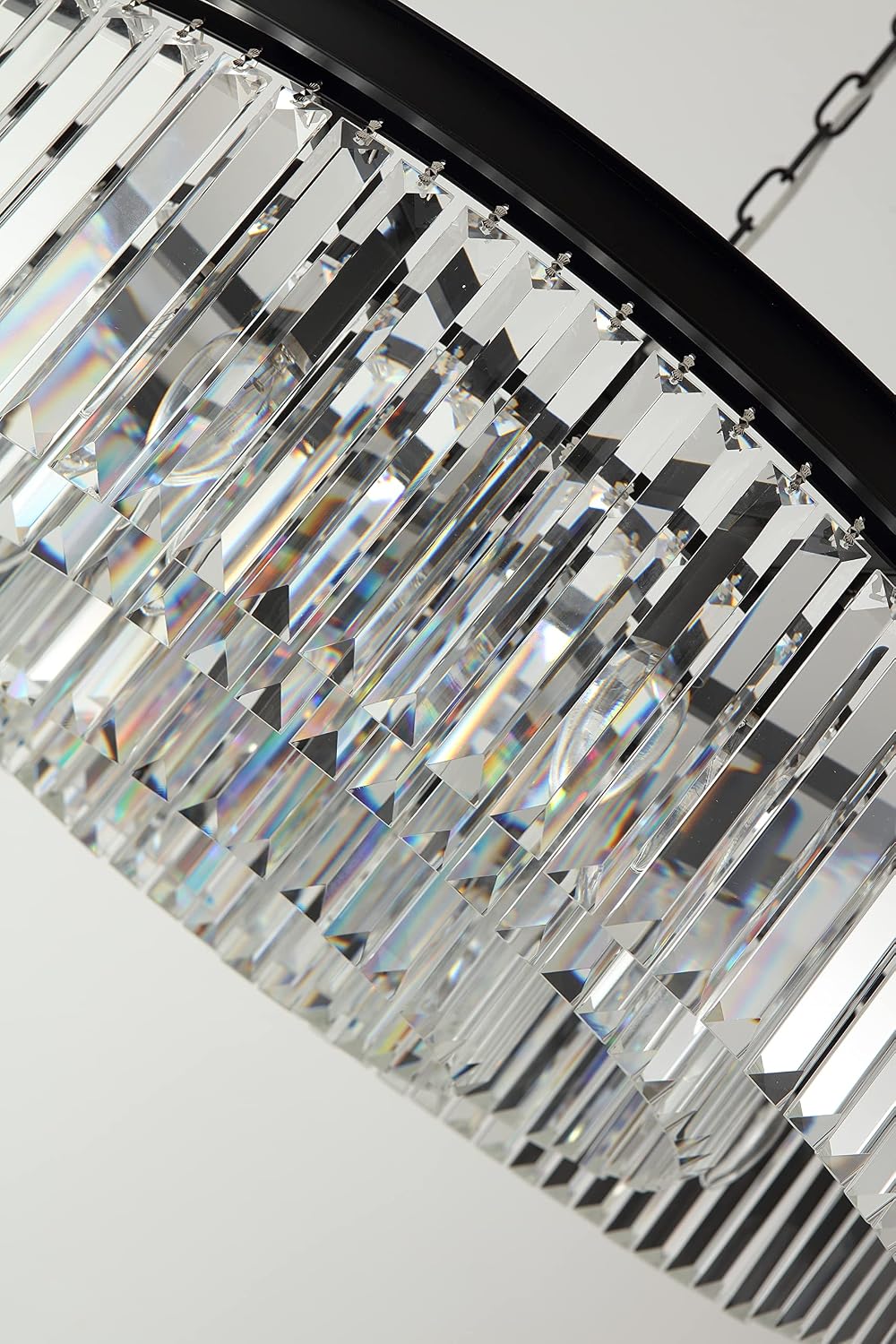 Large Crystal Chandelier Modern Luxury Black 39 inch Pendant Ceiling Lights Fixture for Dining Living Room 18-Lights 3-Tier Raindrop Chandeliers Lighting (Black, Dia 39 Inch)