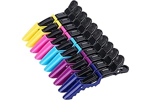 HH&LL Professional Salon-Grade Double-Hinged and Wide-Teeth Alligator Hair Clips for Women (Pack of 10)