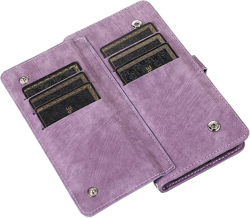 Miniatura 4 de Asuwish Funda de teléfono para Samsung Galaxy A14M14 5G con protector de pantalla de vidrio templado y correa para la muñeca de cuero con cremallera