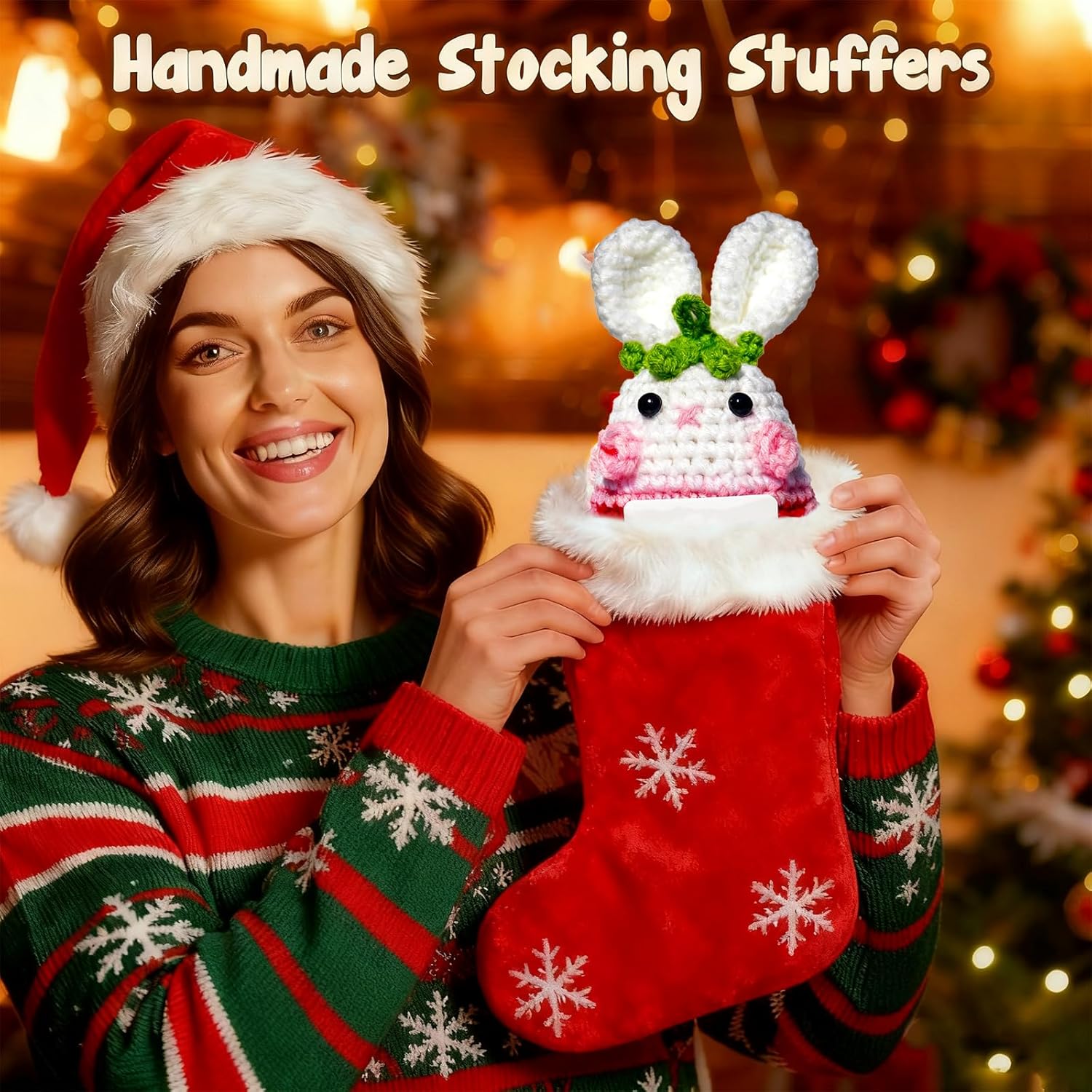 Positive Crochet Animals, Mini Funny Bunny, Thank You Gifts for Women Men, Thanksgiving Gift for Family Teachers Friends, Appreciation Gifts for Coworkers, Thanksgiving Decorations,Christmas Birthday - Image 6