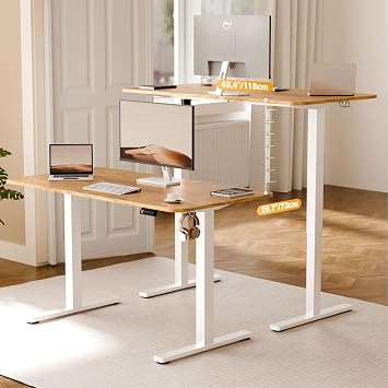 ERGOMAKER Electric Standing Desk Frame, Heavy Duty Steel, White