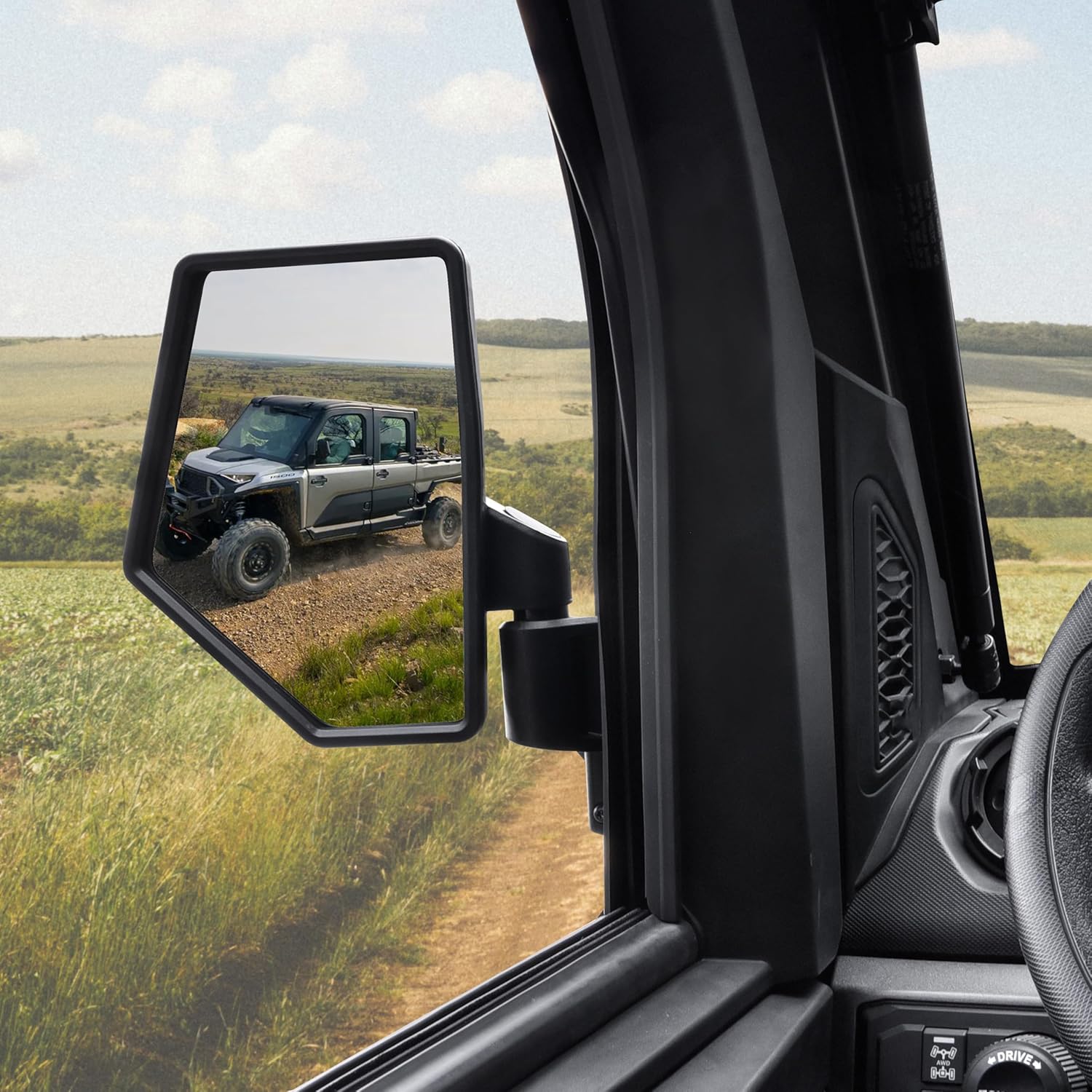 KEWISAUTO Side Mirrors for Polaris Ranger Crew/XD 1500, Adjustable Folding Door-Mounted Side Mirror Rear View Mirrors for Polaris Ranger Crew/XD 1500 Northstar 2024 2025 Accessories, Replace #2889862