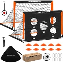 2 Pack Kids Soccer Goals for Backyard Set, 4x3 ft Portable Pop Up Soccer Goal, Kids Soccer Net Training Equipment with Soccer Target, Ball, Cones, for Ages 3-12 Outdoor Sports Games Gifts