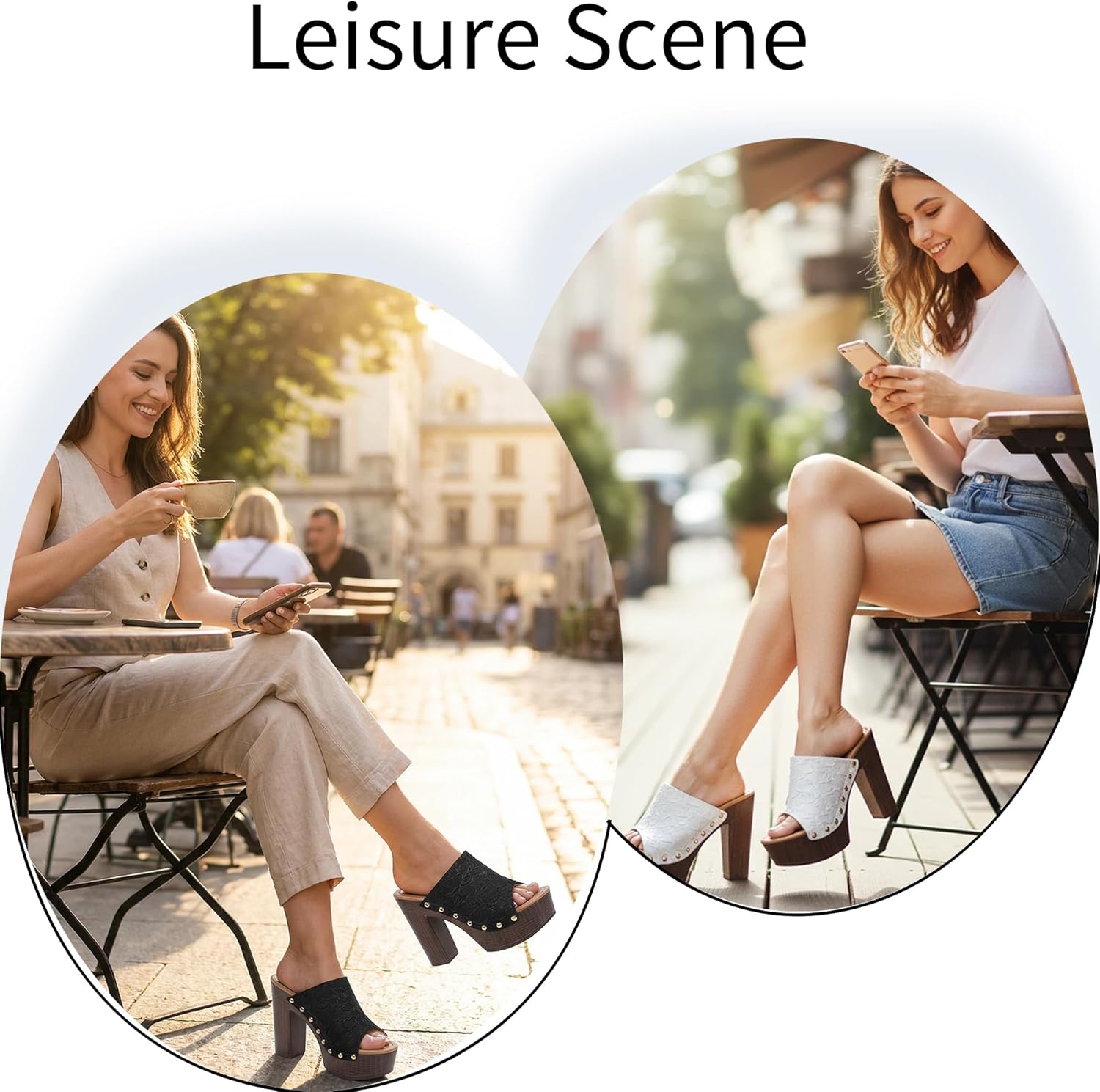 Women'S Platform Chunky Heel Mule Sandals Comfortable Peep-Toe Block Heel Backless Dressy Sandals Fashionable Party High-Heeled Sandals - Image 7