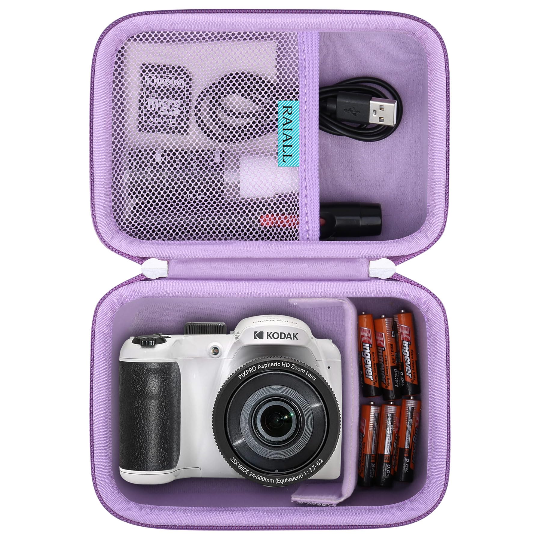 RAIALL Camera Case for KODAK PIXPRO AZ528/AZ405/AZ255/AZ425/AZ401 Digital Camera, Vlogging Camera Hard Carrying Case Protective Travel Bag, Mesh