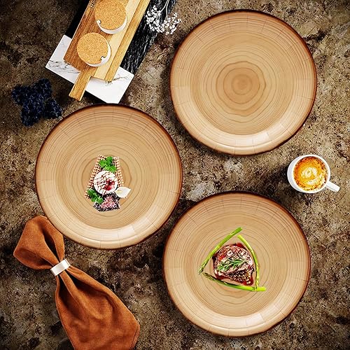 Miniatura 8 de 80 platos de papel de grano de madera, suministros de fiesta de grano de madera rústica, platos de postre de grano de madera de 7 pulgadas, platos