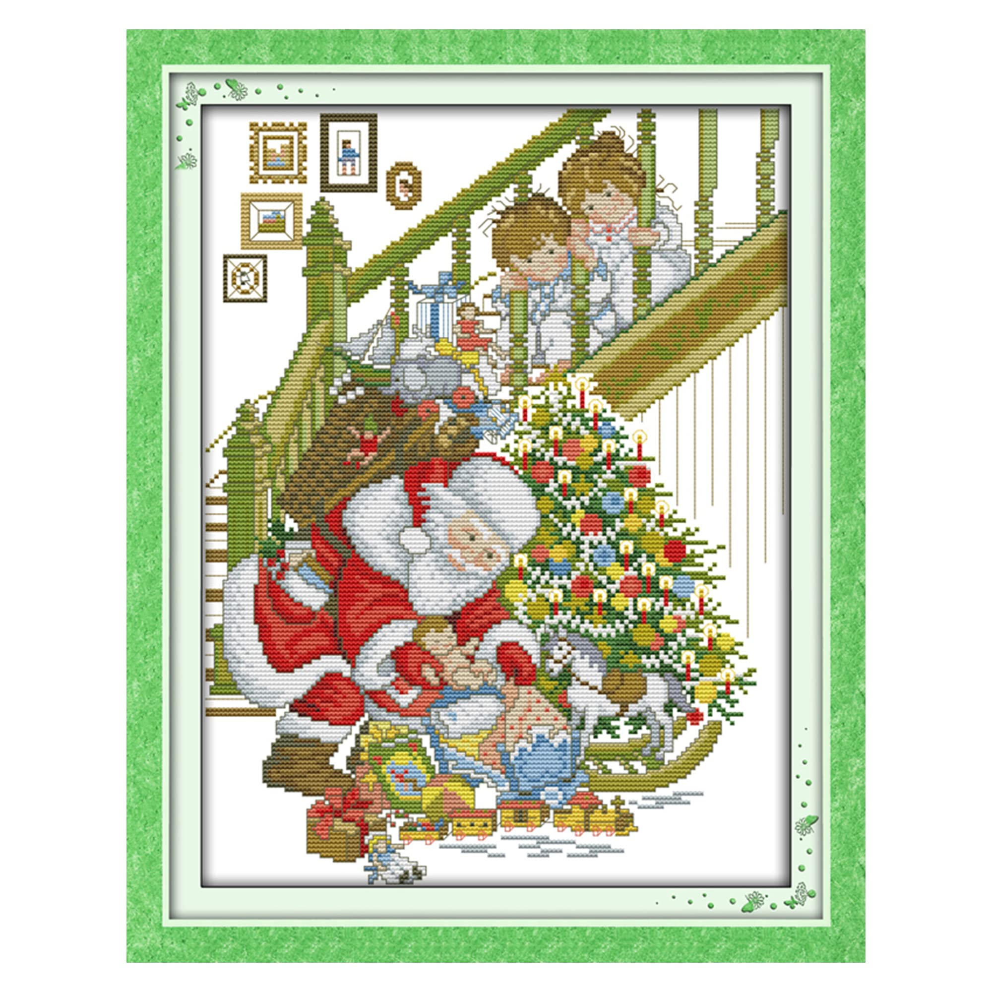 Howie's Needlepoint 14CT Pre-Printed Cross Stitch Kits,Embroidery Patterns Starter Kits,Needlepoint Kits - Happy Christmas