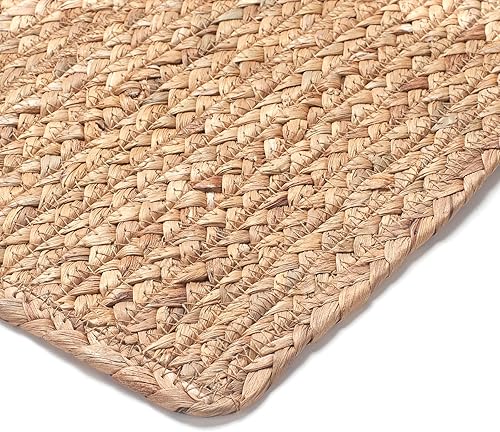 Miniatura 6 de Juego de 6 manteles individuales tejidos, manteles individuales de ratán de 17 x 12 pulgadas, cargadores de jacinto de agua natural para platos de