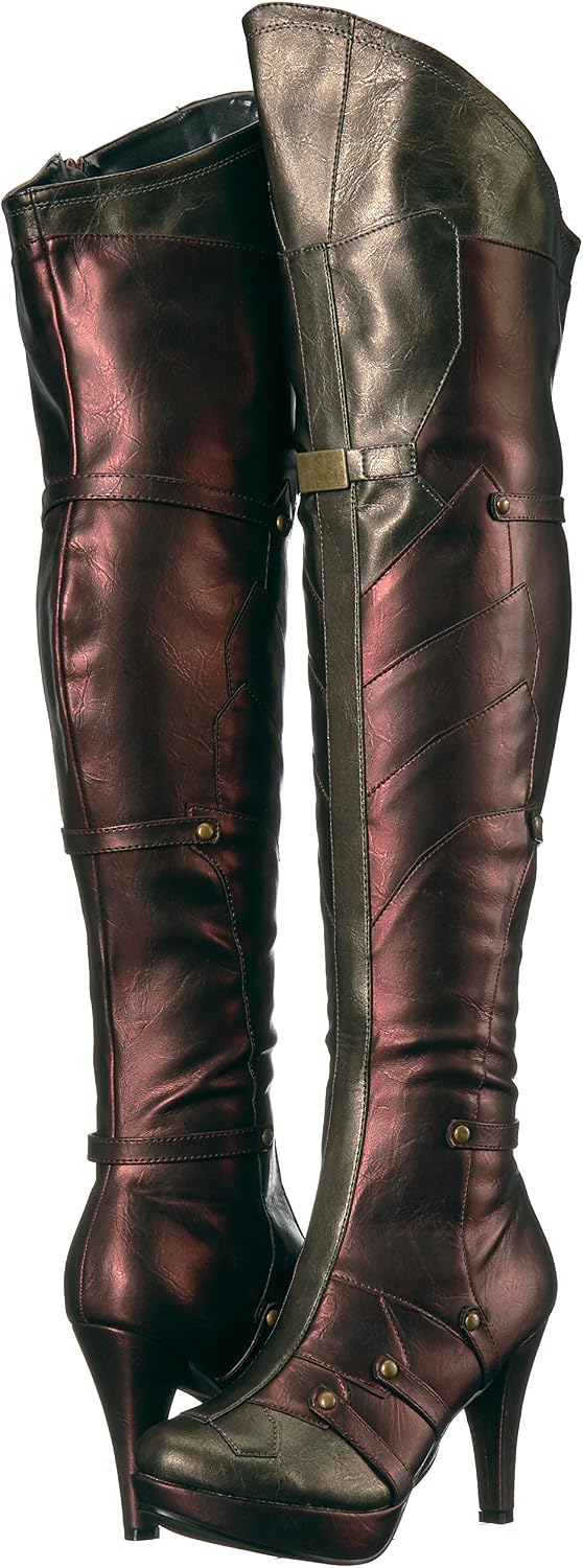 Ellie Shoes Women's Wonder Superhero Boots - Sexy Thigh High Heels Red Gold, 6