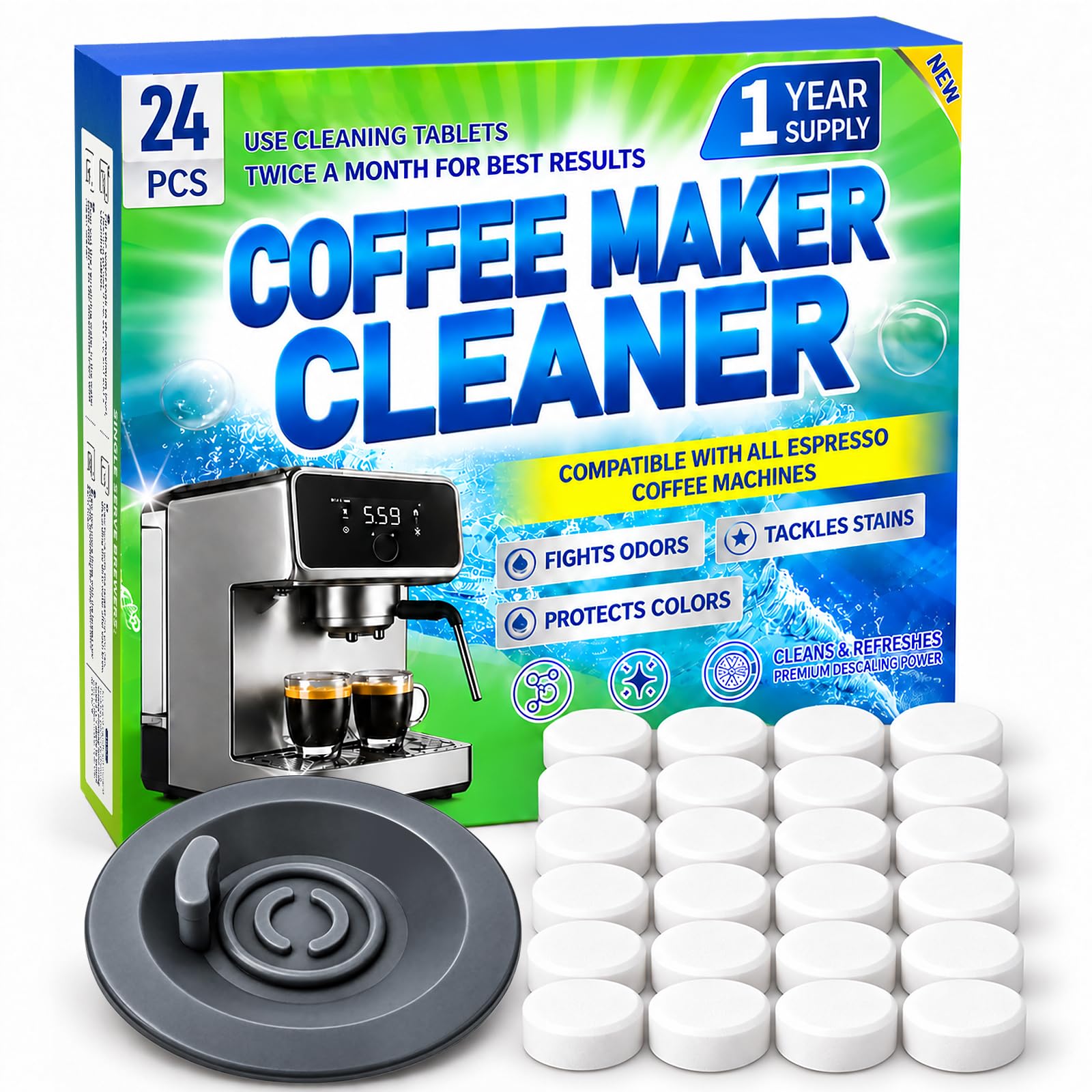 XANGNIER 1pcs Cleaning Discs & 24pcs Cleaning Tablets Compatible with Ninja Luxe Cafe & B…