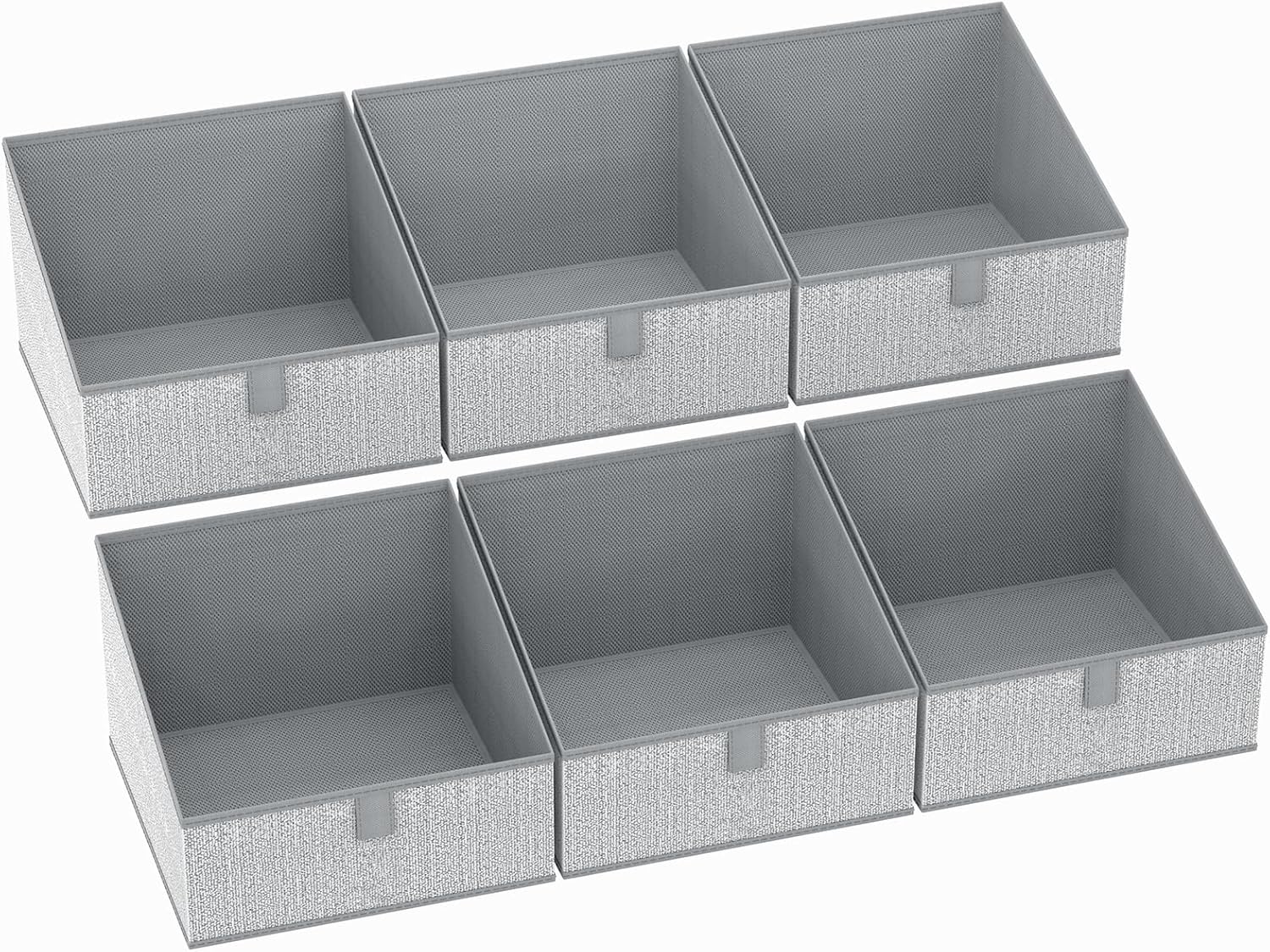DIMJ Closet Storage Bins 6 Pack - Fabric Trapezoid Closet Organizer Bin, Foldable Storage Baskets for Shelves, Closet Shelf Organizer, Clothing Storage Box for Toys, Books, Towel, Clothes, Gray 6 Bins 11.4"x11.4"x7.8" Blended Gray