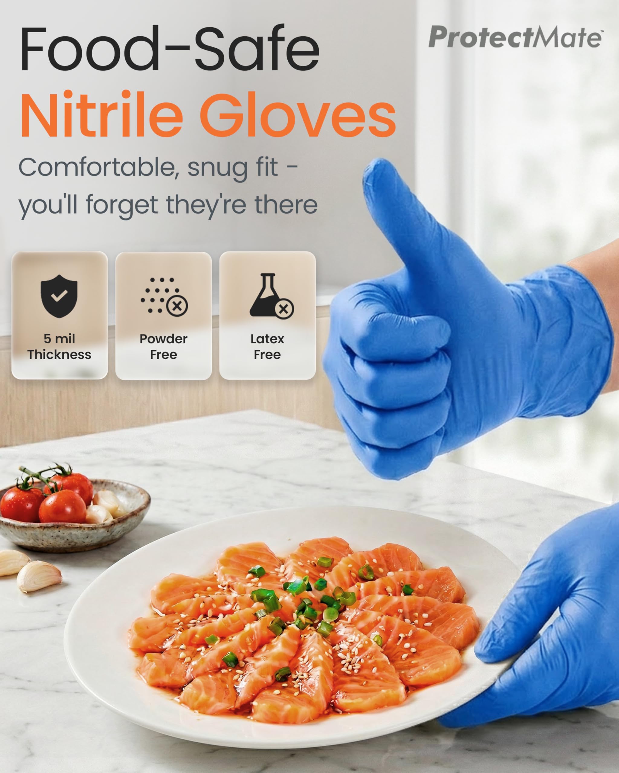 Guantes desechables de nitrilo XL de 5 mm de grosor industrial, sin látex, preparación de alimentos, guantes desechables para barbacoa, barbero, limpieza (caja de 100 unidades) – XL