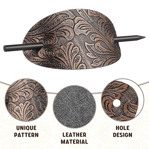 Miniatura 3 de Mobestech 2 piezas de cabeza de horquilla para mujer y niña, pinzas para el cabello, moño para el cabello, soporte de cola de caballo de cuero,