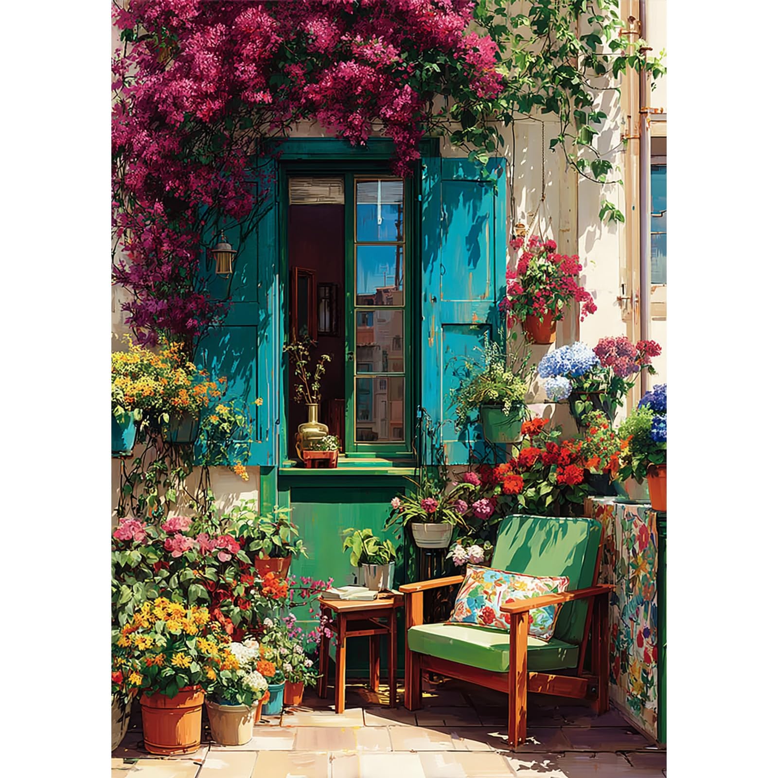 Kit Diamond Painting Adulte 'Balcon' - 5D Diamants Ronds - Toile 30x40 Cm - Art Créatif Pour Débutants, Décoration Murale