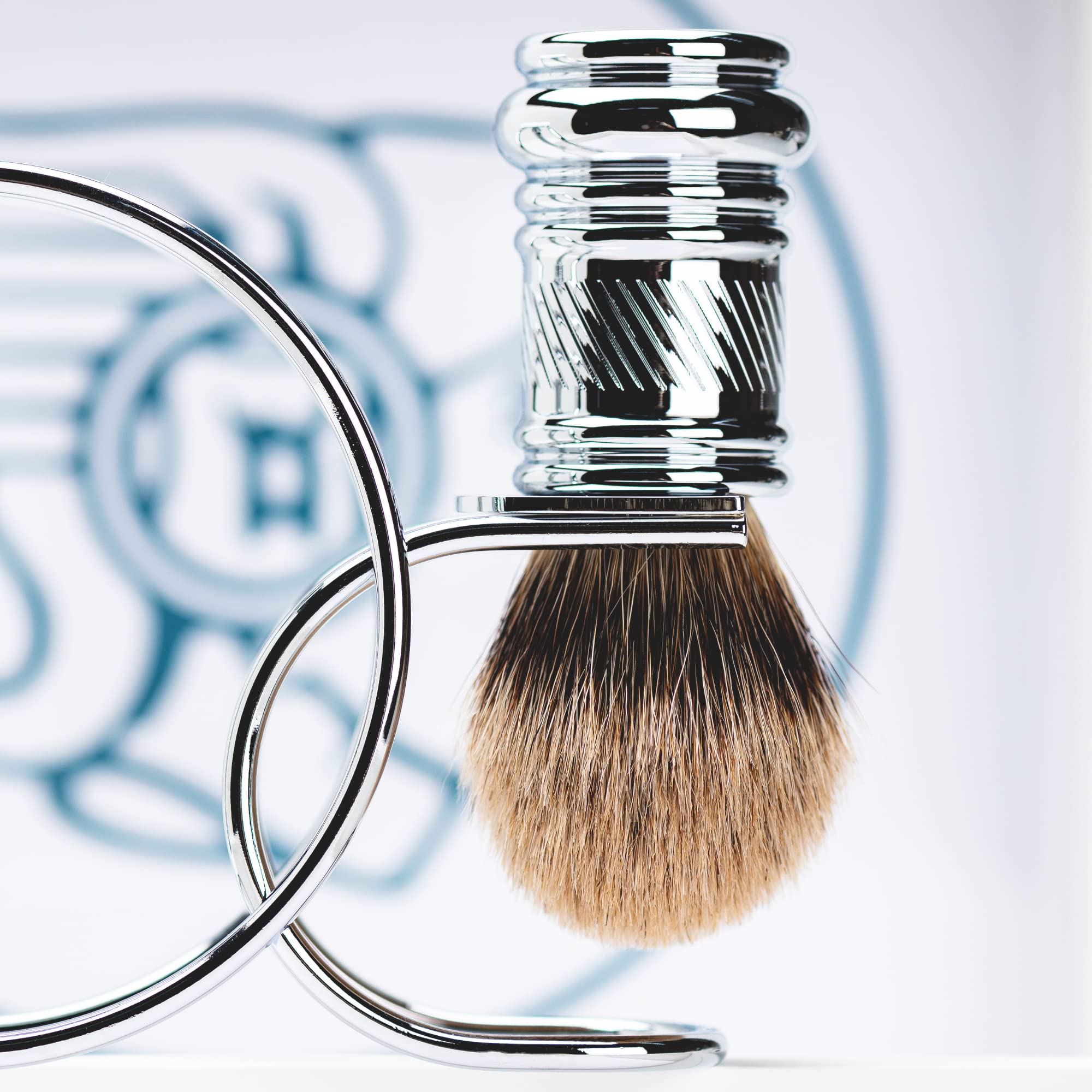 MERKUR Pennello da barba cromato lucido 138 | prodotto naturale in peli di tasso | ideale per rasatura a umido | alluminio, capelli naturali | Made in Germany