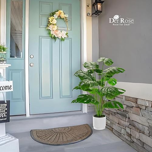 Miniatura 7 de Der Rose Plantas falsas de 28 pulgadas, grandes plantas artificiales de imitación Monstera para interiores, para piso, hogar, oficina, casa de