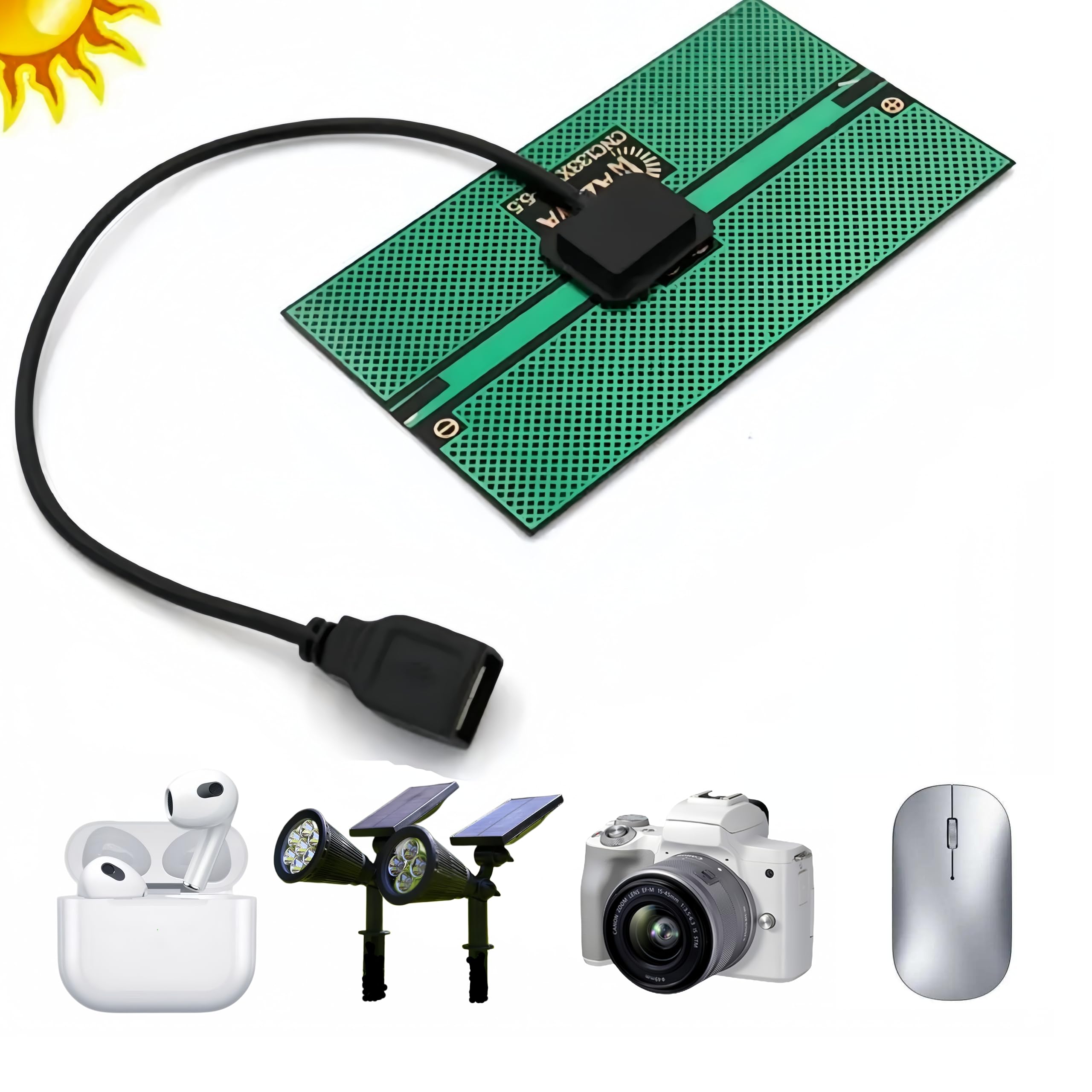 Amazon.com : New Solar Panel Power Bank 1.65W 5.5V 300mA USB