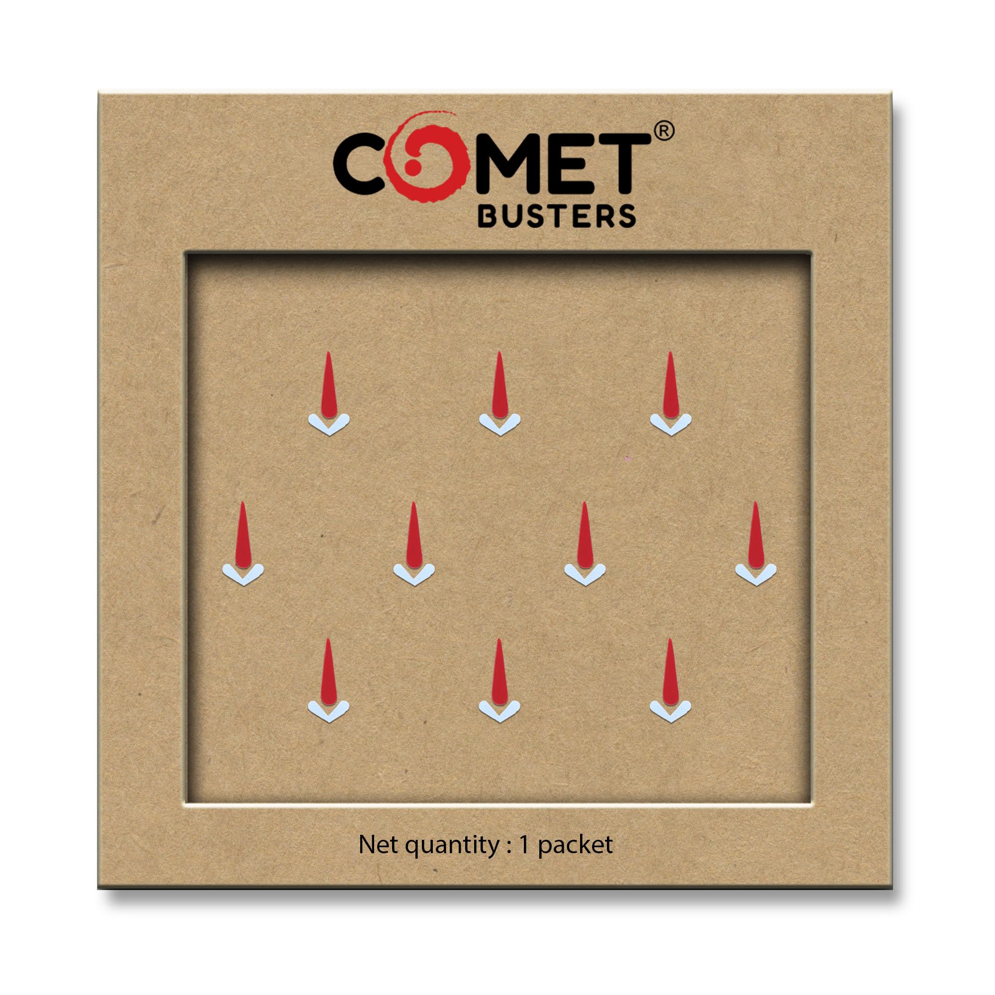 Comet Busters® Designer Bindis – Red & White Modern Forehead Bindi – Reusable Self Adhesive Fancy Bindis for Women & Girls – 10 Bindis (CBIN2543) (14mm)-image-49