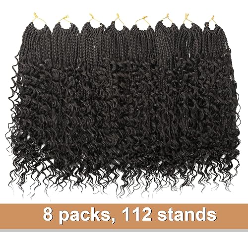Vista 136 de Goddess Box Braids Crochet Hair With Curly Ends 18 Inch Bohomian Box Braids Crochet Braids 8 Packs 3X Crochet Braids Synthetic Braiding Hair 1B-4-30