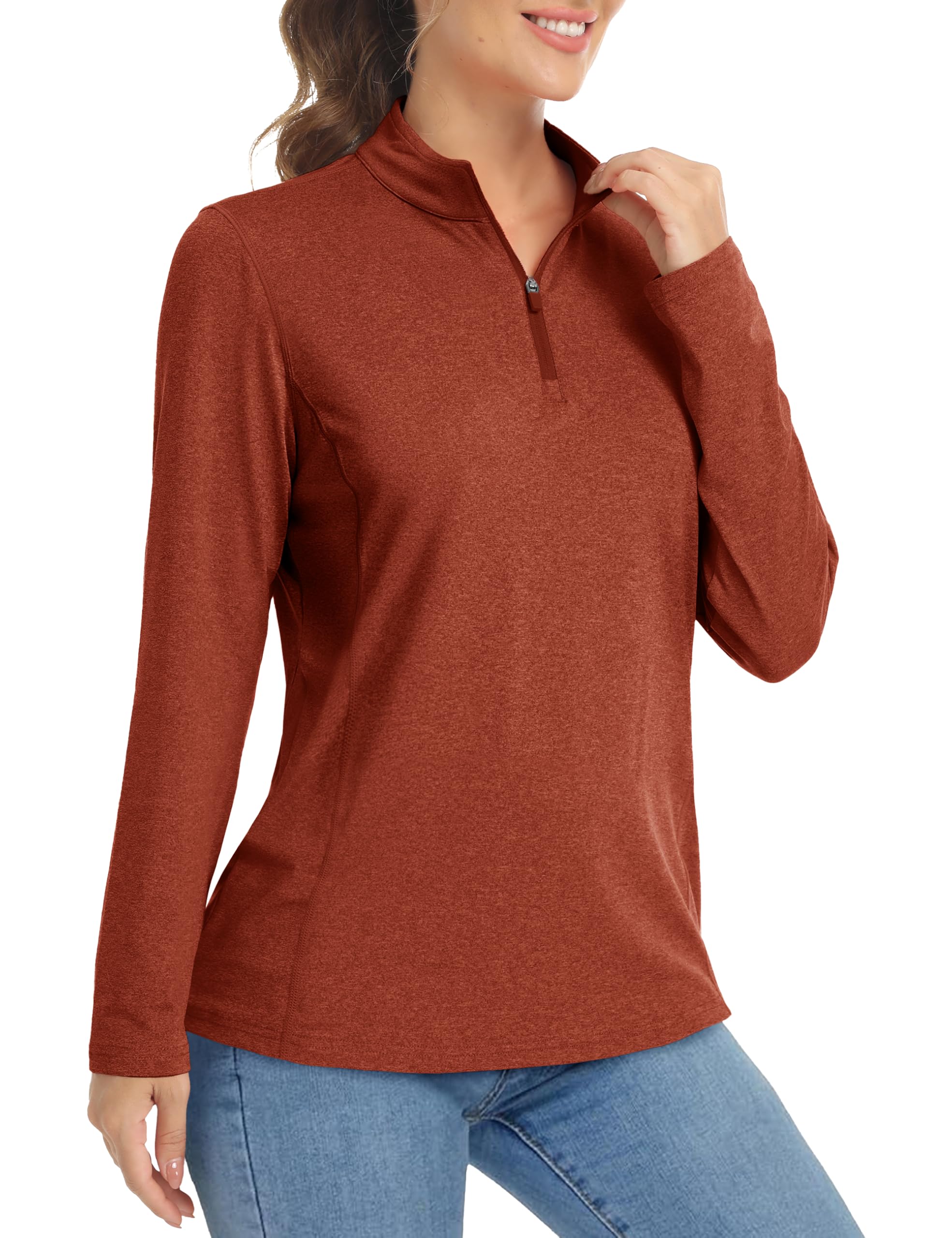 MAGCOMSEN Women's Long Sleeve Shirts 1/4 Zip Pullover UPF 50+ Sun Protection Quick Dry Hiking Athletic Workout Tops