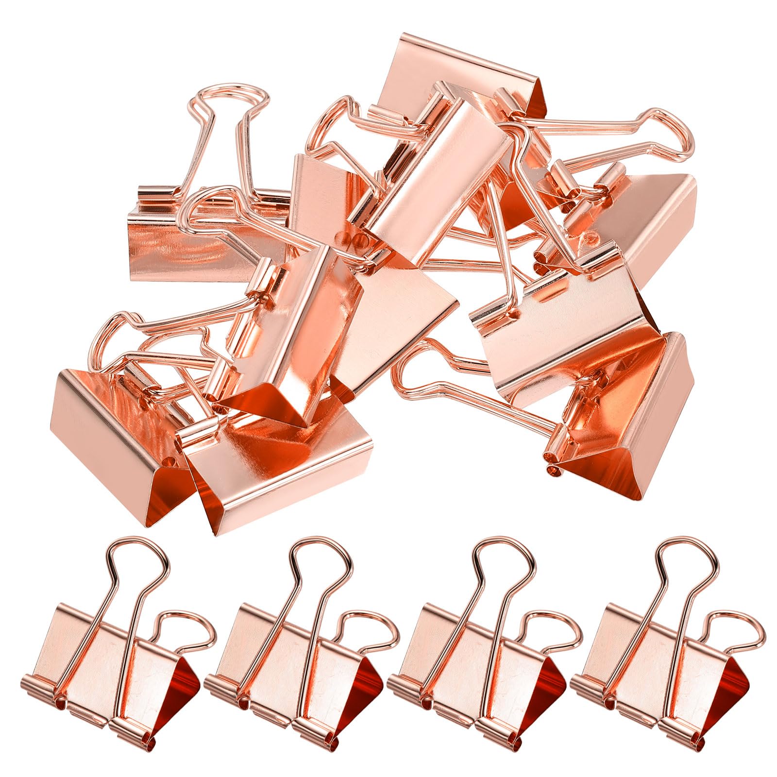 PATIKIL 12 Pcs Binder Clips, 32mm Metal Bull Dog Clips, Foldback Paper Clamps for Office Stationary Supplies Business Shops Kitchen Home, Rose Gold