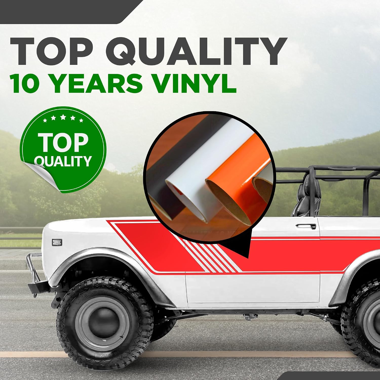 Rally Stripes Set for International Scout II - Race Stripes Decal Kit- Retro Racing Vinyl Decal Kit – Fits 1971-1980 International Scout II – Side Graphics Decal Set (Scout II, Red)
