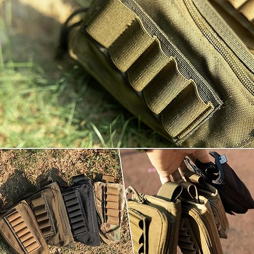 Miniatura 4 de OneTigris Shotgun Shell Holder, Pouch Buttstock Holder for 12 Gauge 7.62mm, Molle Rifle Stock Ammo Holder Cheek Pad