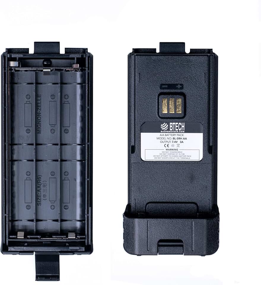 BTECH Pacote de bateria AA BL-5RH para Baofeng BF-F8HP PRO, UV-5RM, UV-5G Plus, GM-5RH - Suporte de energia de emergência estendido compatível com rádios de plataforma BL-5RH