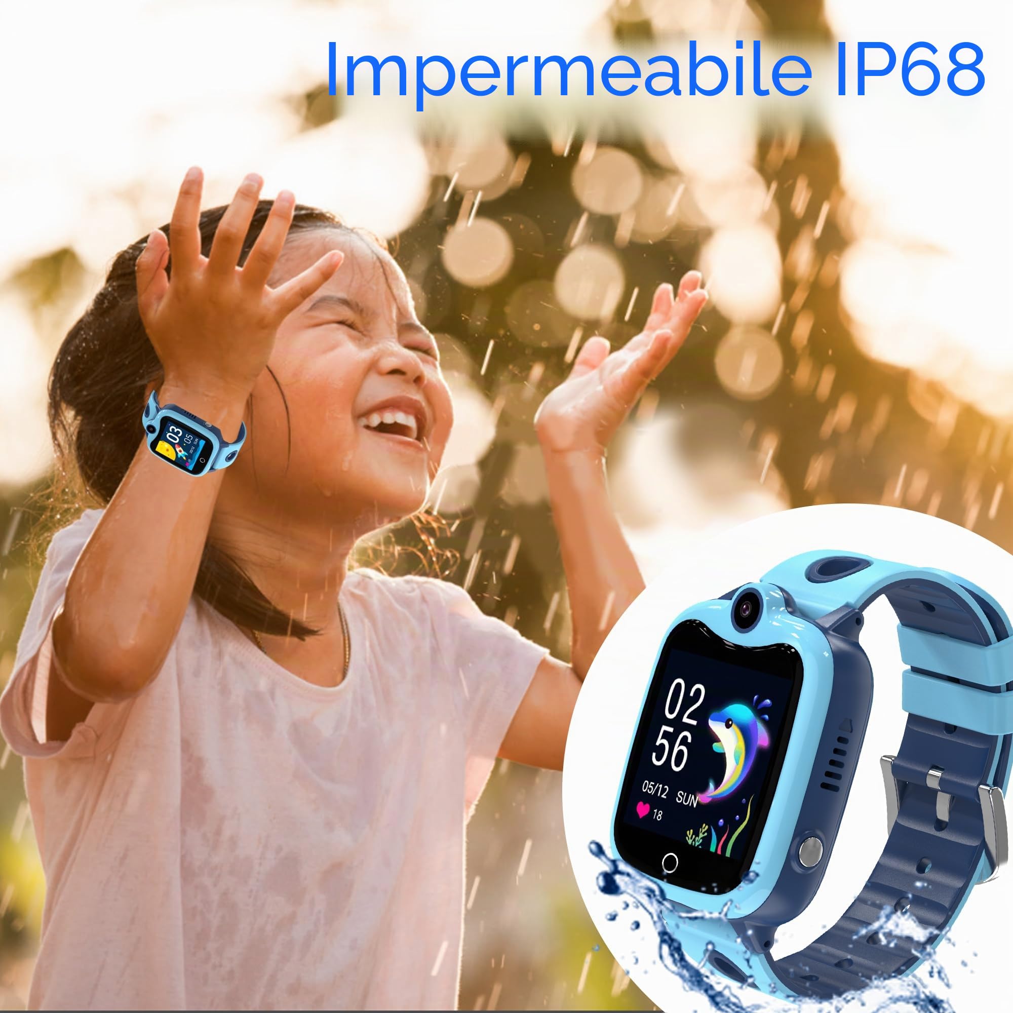 Smartwatch Bambini 4G, Orologio per Bambino Bambina Telefono con Videochiamata SOS Chat Vocale Sveglia Contapassi Modalità Classe Gioco, Impermeabile Smartwatch con SIM Regalo per Ragazza e Ragazzo