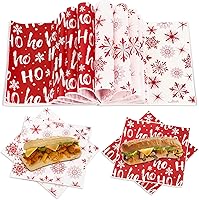 Vista 7 de Fumete 160 hojas de papel de cera de Navidad para alimentos, copos de nieve, envoltura de cera Hoho, papel de hornear a granel, papel de hornear