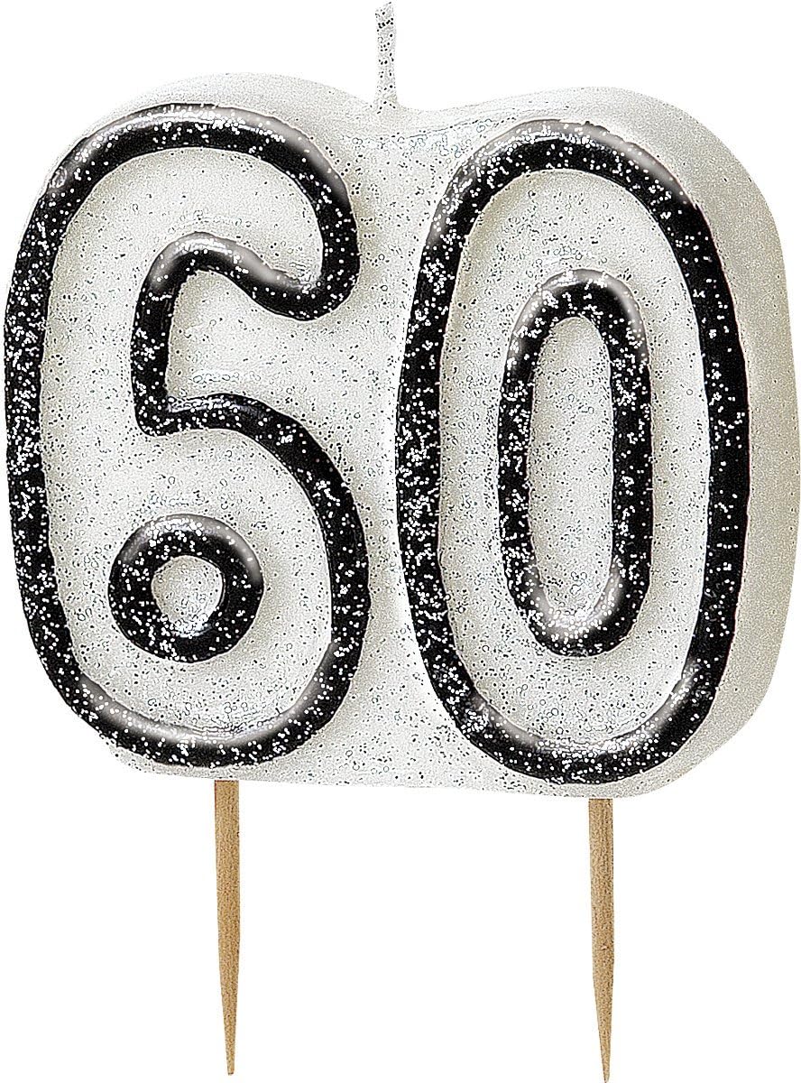 Unique Party 34426 - Glitz Black 60th Birthday Candle