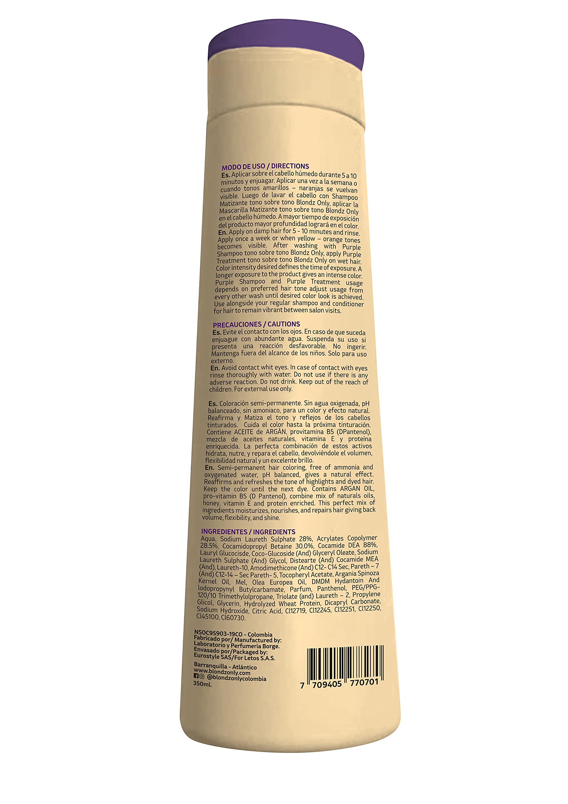 Purple Shampoo Rubio Marfil Ivory Blonde with Argan Oil Perfect Blonde (Perla Beige) 11.8 Fluid Ounce (350 ml) - Image 2