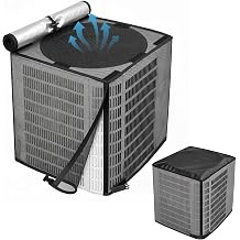 STARTWO 2 in 1 Full Mesh Air Conditioner Covers for Outside with Detachable Waterproof Fabric Top,All Season Outdoor AC Units Cover Against Leaves,Debris,Ice,Snow,32x32x36in