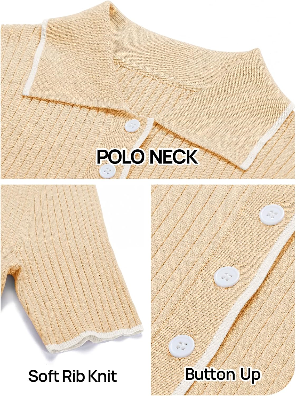 MEROKEETY Women's 2026 Spring Ribbed Maxi Dress Summer V Neck Button Short Sleeve Slim Fit Bodycon Knit Sweater Dresses - Image 6