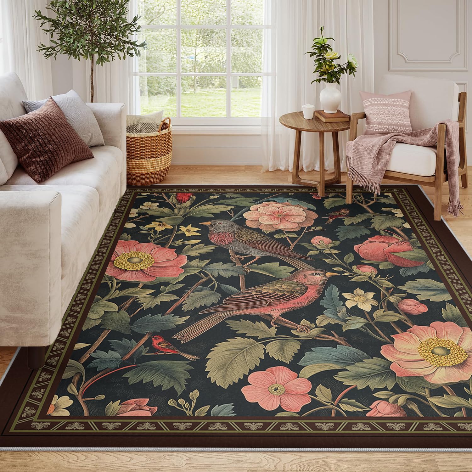 Czeski kwiatowy i ptak wzór dywan do salonu 240x340cm Retro można prać w pralce i prać dywan do biura wejściowego rezydencji