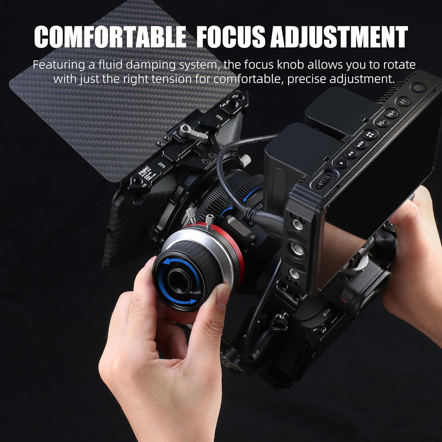 FOTGA 15mm Rail Mini Compact Matte Box + Follow Focus Puller Kit for DSLR Mirrorless Camera