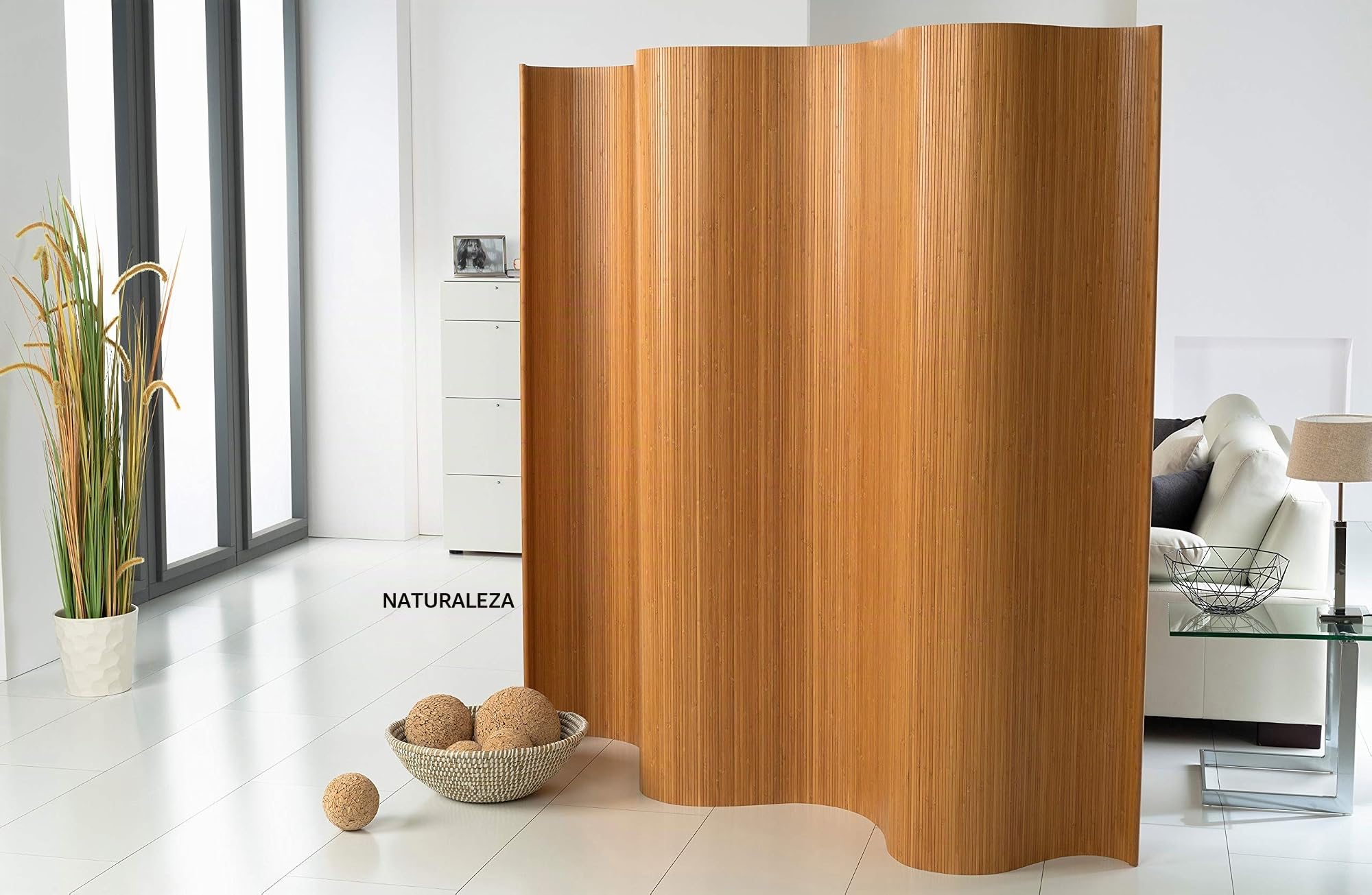 De-Commerce L de Doble Cara Bambú Paravent (BCH) 244 cm X 185cm L Pared Divisoria L Pared Divisoria L Pared Plegable L Shoji L Valla Ocultación - Nature