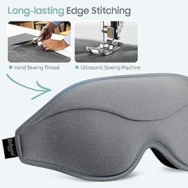 BeHoomi Sleep Mask, Premium Eye Mask for Sleeping, Completely Blackout, Superior Soft Comfort, Upgraded 3D Ergonomic Designed Sleeping Mask for Home, Office, Travel, Meditation, Yoga, Grey