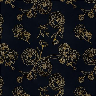 Timeet Peel and Stick Wallpaper Black Contact Paper Golden Rose Floral Line Print Self Adhesive Wallpaper 44x300cm Sticky Back Plastic Roll Removable Waterproof Vinyl Film for Furniture Wall CabinetsGlobal Recycled StandardGlobal Recycled StandardGlobal Recycled Standard