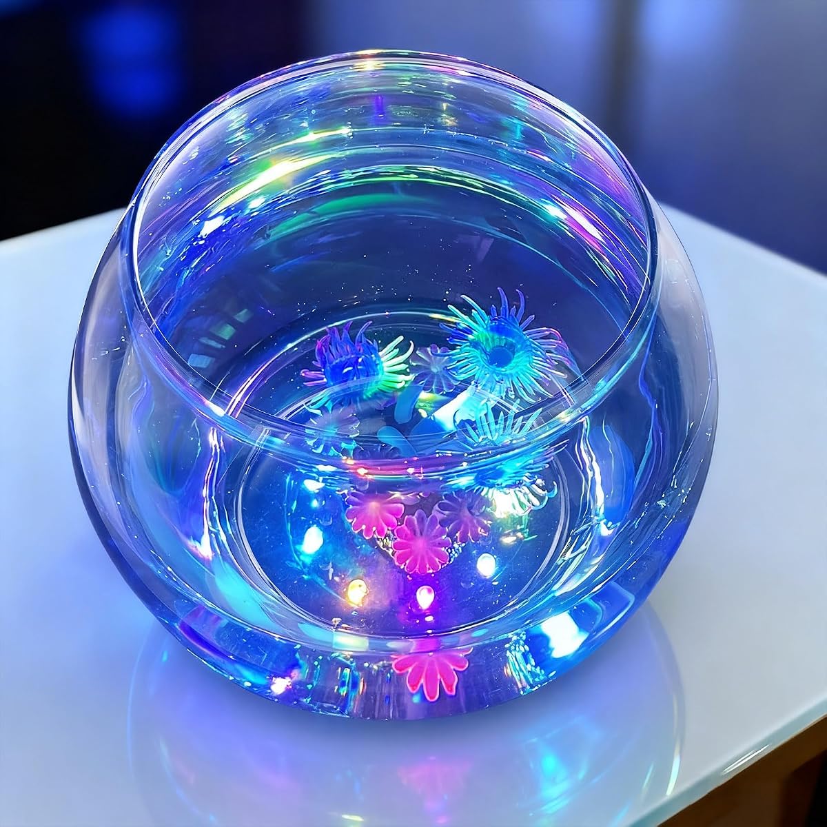hygger 0.5 Gallon/1 Gallon Glass Fish Bowl with LED Light and Decor, Small Round Betta Fish Tank Goldfish Bowl, Round Clear Unbreakable Aquarium/Vase/Hydroponic Plant Terrarium, Nice Centerpieces